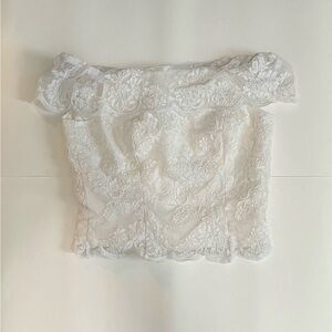 Lacy Floral Off-Shoulder White Top